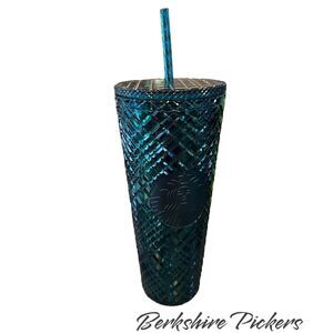 Starbucks Spring 2022 Emerald Green Jeweled 24 oz Holiday Tumbler (Cold Cup) NEW